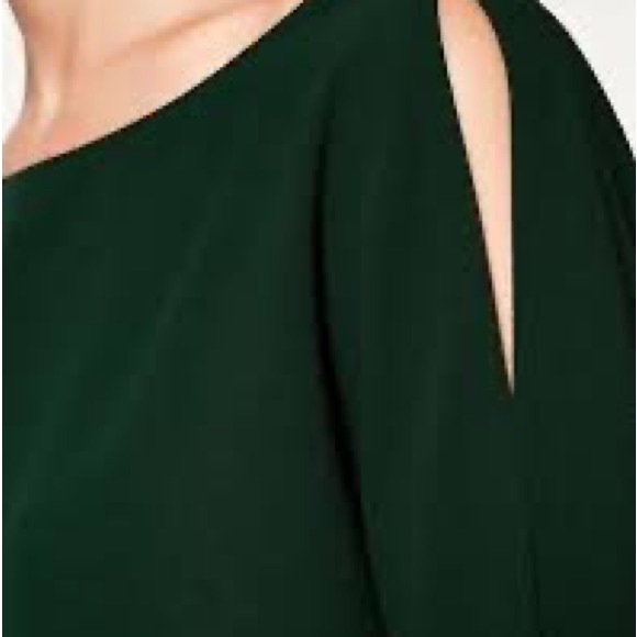 ZARA WOMAN Cold Shoulder Dress EUC Size Small Dark Green - Picture 7 of 11